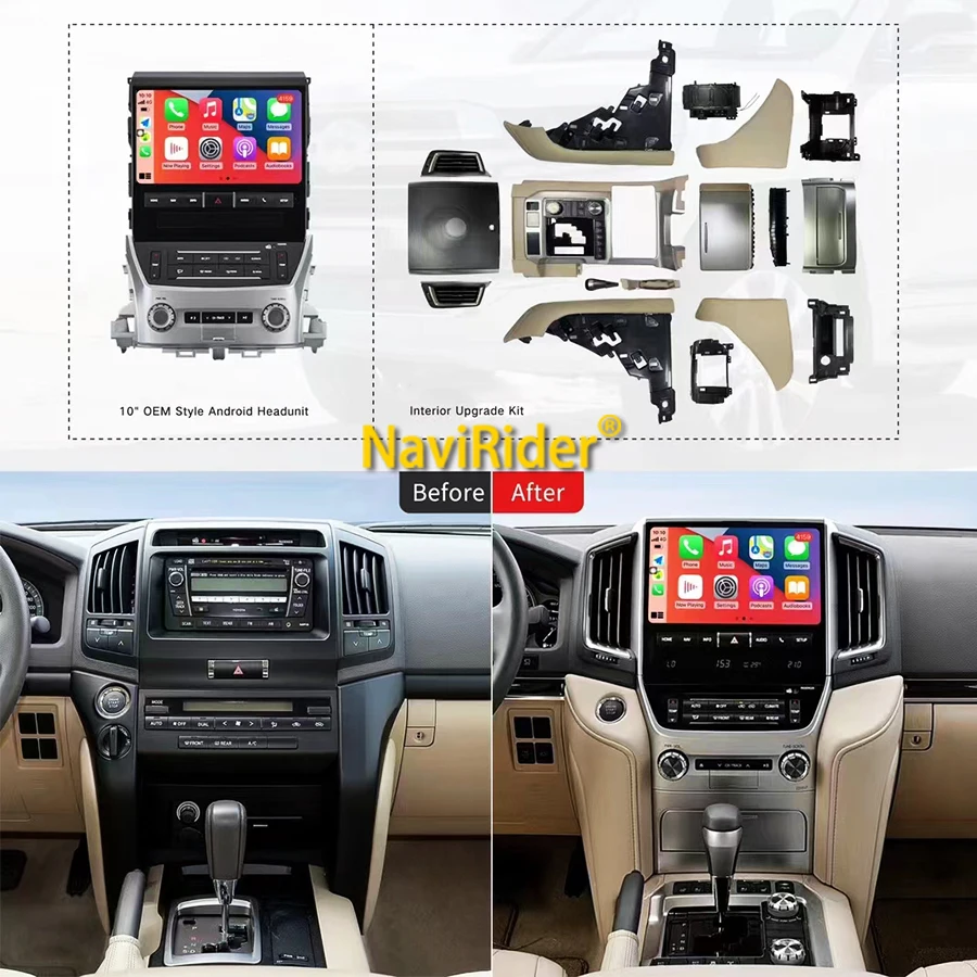 

10inch Android 13 Head Unit Car Interior Upgrade Kits For Toyota Land Cruiser LC200 LC300 2008-2021 Carplay DSP GPS Video Player