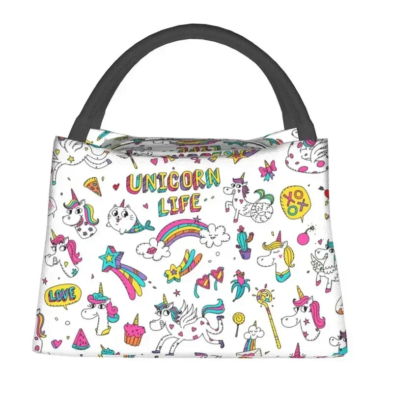 Magical Unicorn Cat Insulated Lunch Bag for Women Leakproof Kawaii Characters Thermal Cooler Lunch Box Work Picnic