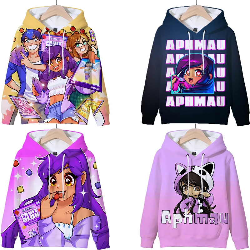 Sudadera con capucha de juego Aphmau para niños, sudaderas con capucha en 3D estampadas, Jersey Kawaii para niñas, Tops con capucha, ropa para niños