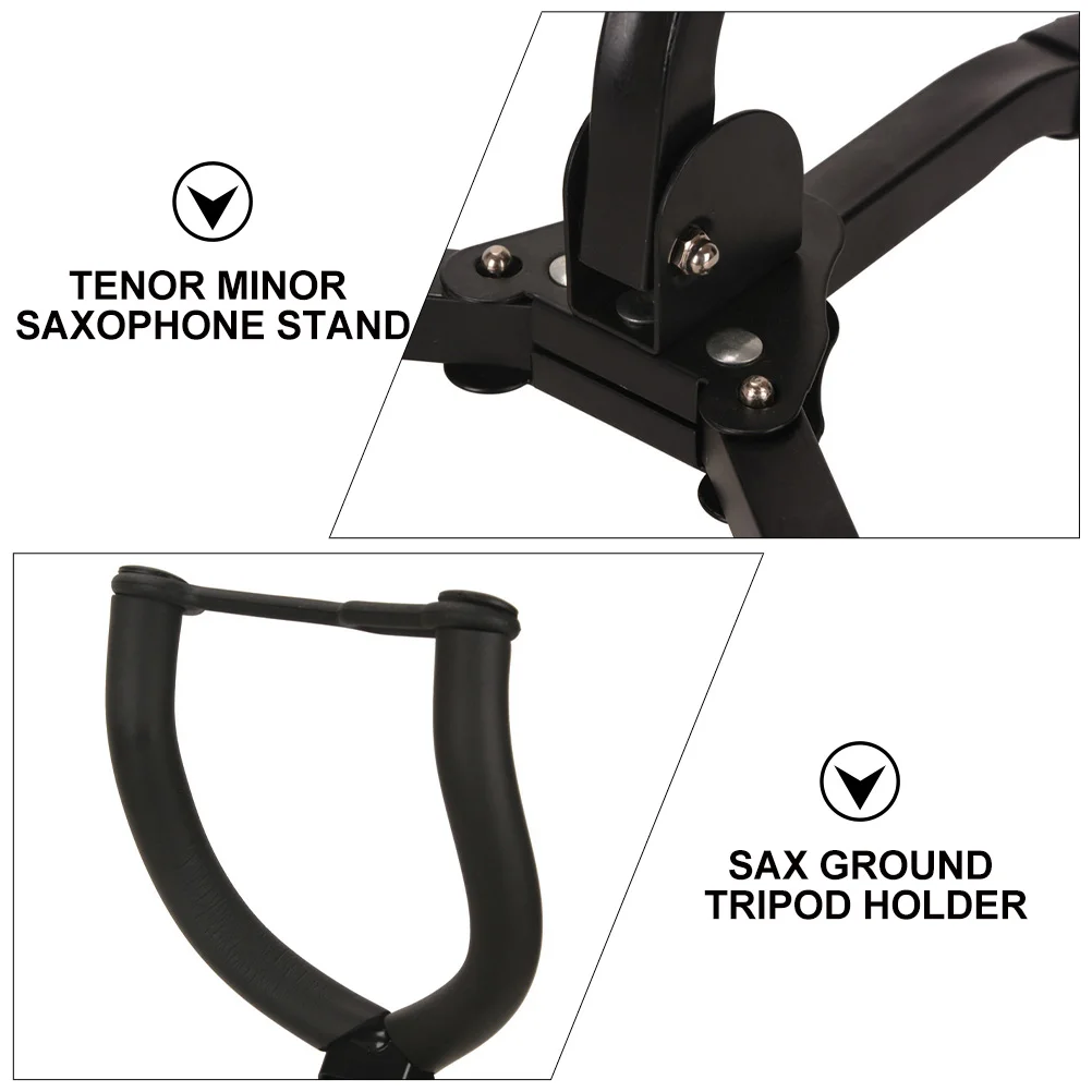 

【】Universal Saxophone Stand Durable Ground Tripod Holder Foldable For Tenor Saxophone Black Stable Triangular Design