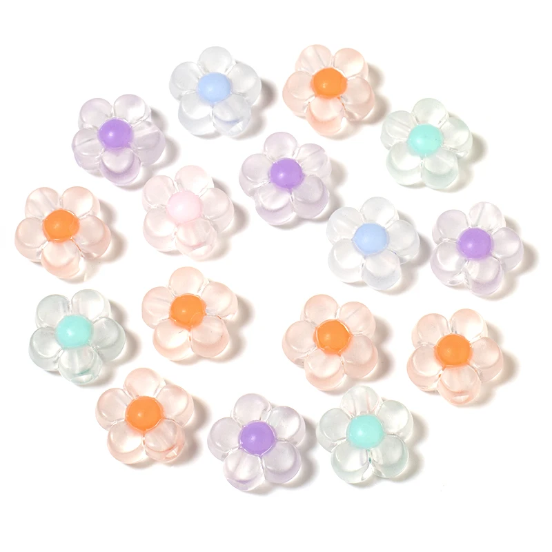 100 teile/los Acryl Blume Perlen Transparenz Sonnenblumen Perlen Matte Blumen Mittleren Perlen Lose Spacer Perlen Für Schmuck Machen – Detail 7