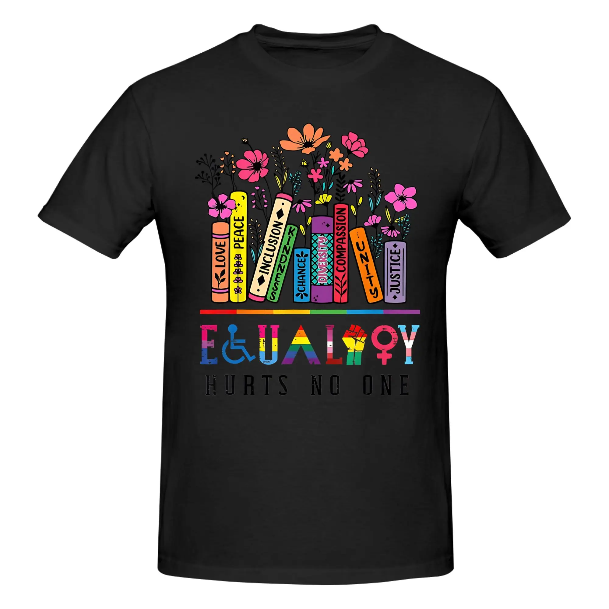 1 Piece Equality Hurts No One Rainbow LGBTQ Gay Pride Month Funny Graphic 100% Cotton T-Shirt LGBTQ Tops Tees For Men