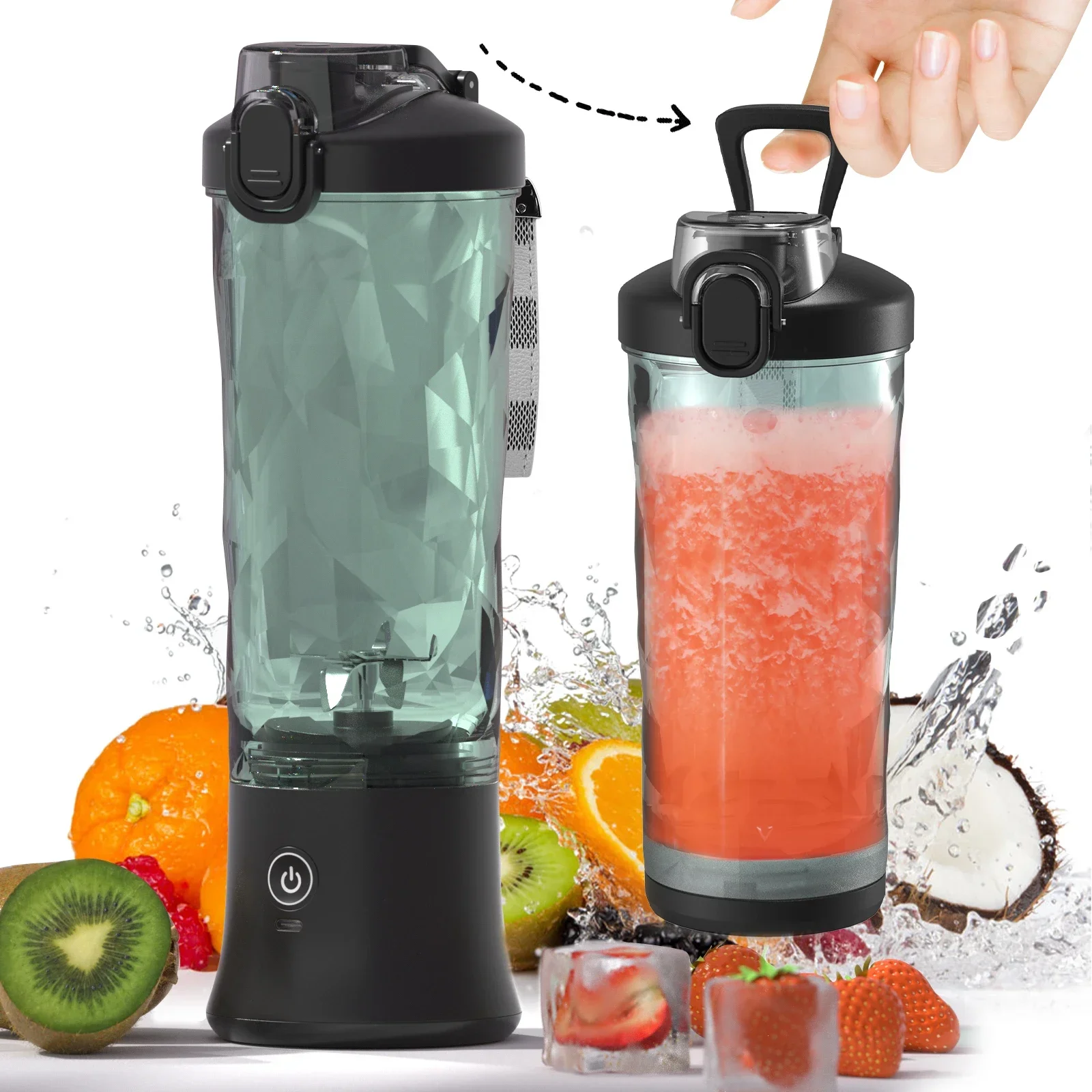 Portable Blender Electric Juicer 600ML Fruit Mixers 4000mAh USB Rechargeable Smoothie Mini Blender Multifunction Juice Maker