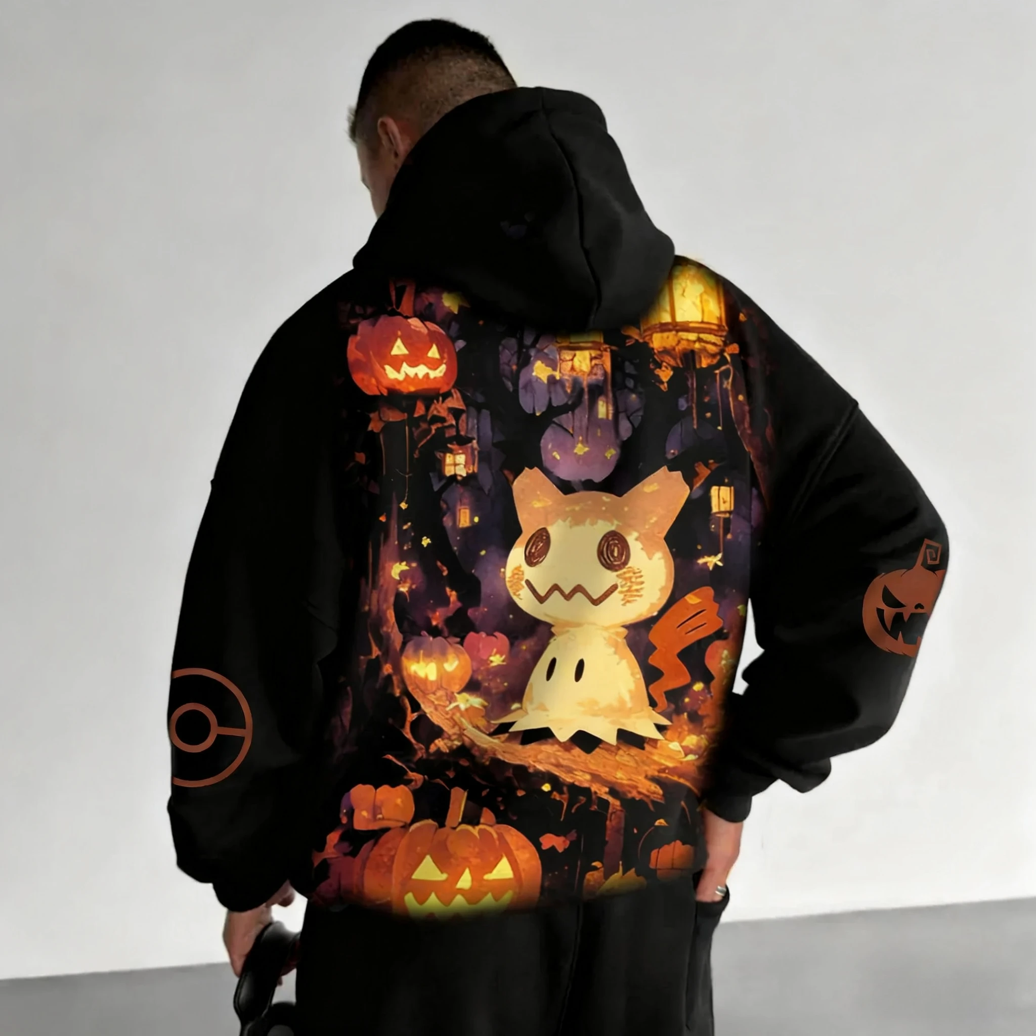 

Pokémon Halloween Dress Up Hoodie Autumn/Winter Men's New Anime Printed American Trendy Casual Loose Parent Child Sweater Top