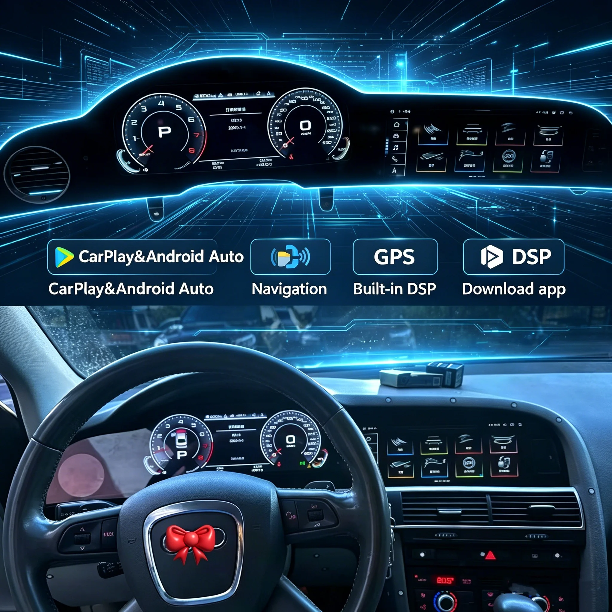 

12.3" Dual Screen Android car radio for Audi A6L Car radio Carplay stereo Digital Instrument Cluster creen Dashboard