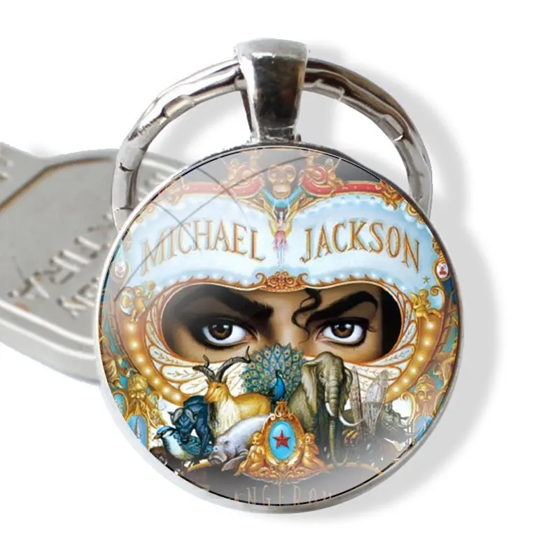 Michael jackson 25mm Glass Cabohcon Keychain Key Rings for Women Men Jewelry Gift