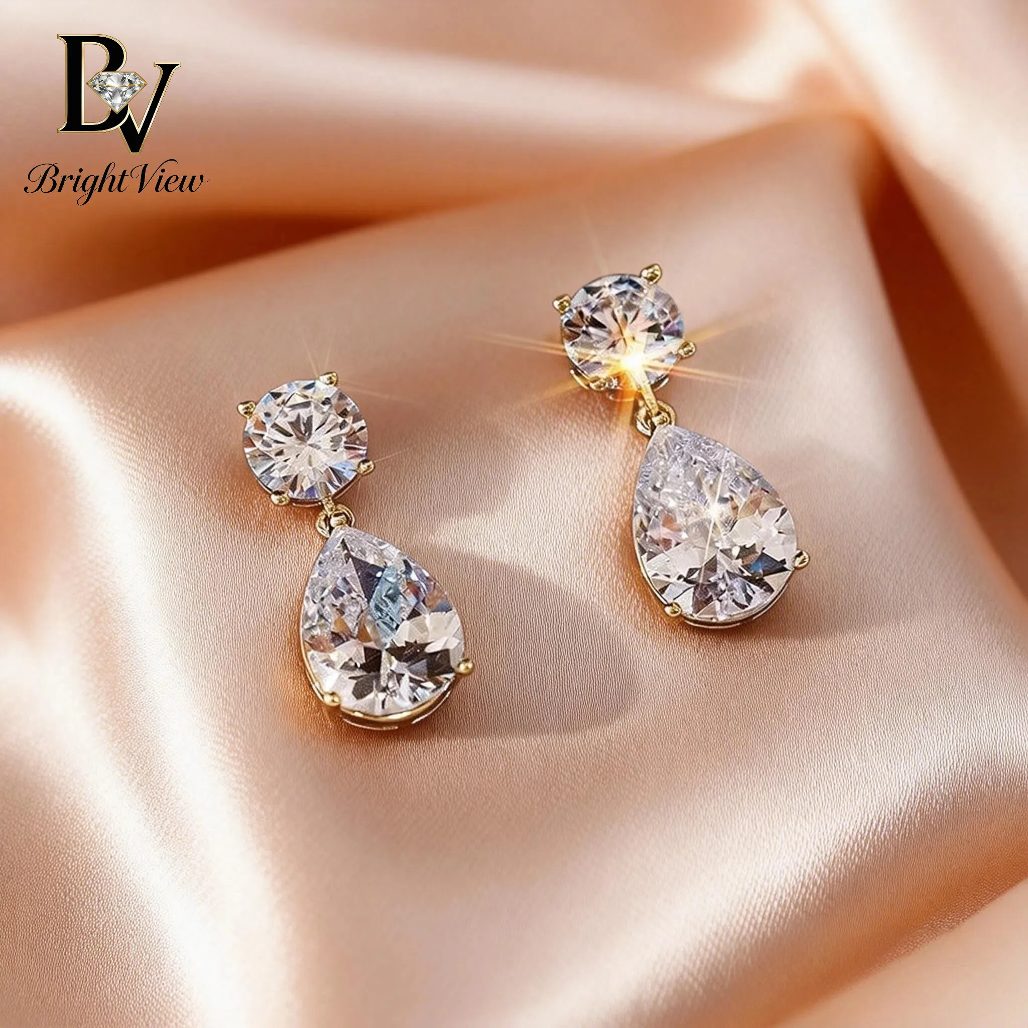 

1Pair S925 Pure Silver Drop-shaped Moissanite Ear Studs for Luxury High-end Pear-shaped Moissanite Earrings