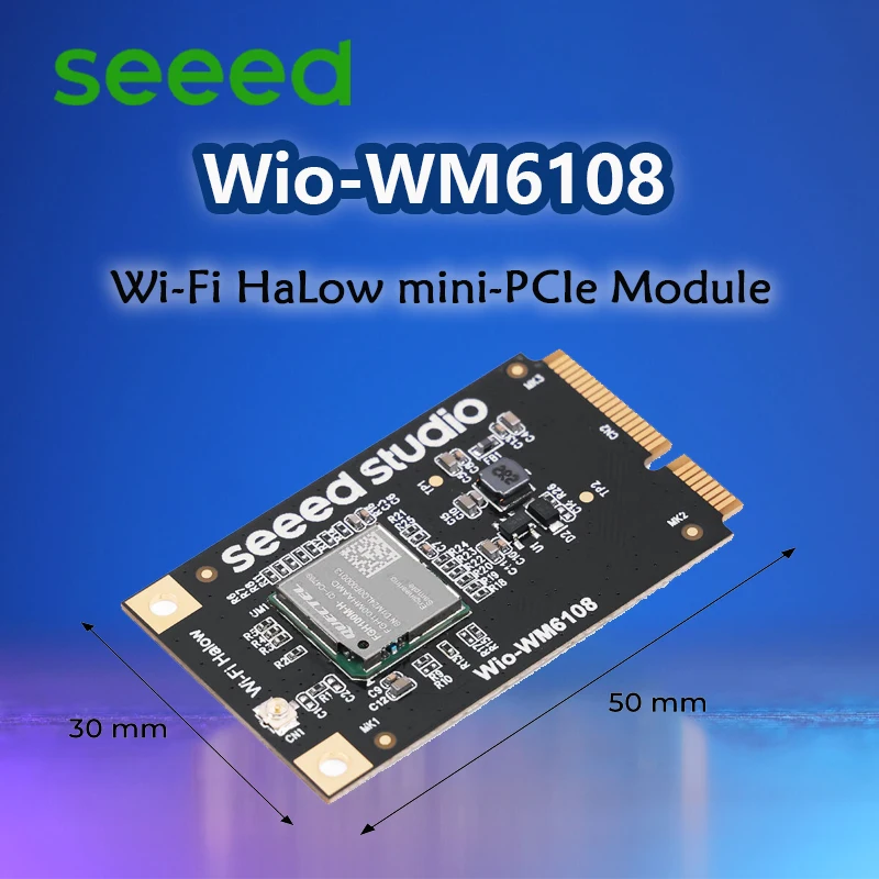 

Seeed Wio-WM6108 Wi-Fi HaLow mini-PCIe Module, IEEE 802.11ah, FGH100M-H, 902-928 MHz, Large-Capacity Access