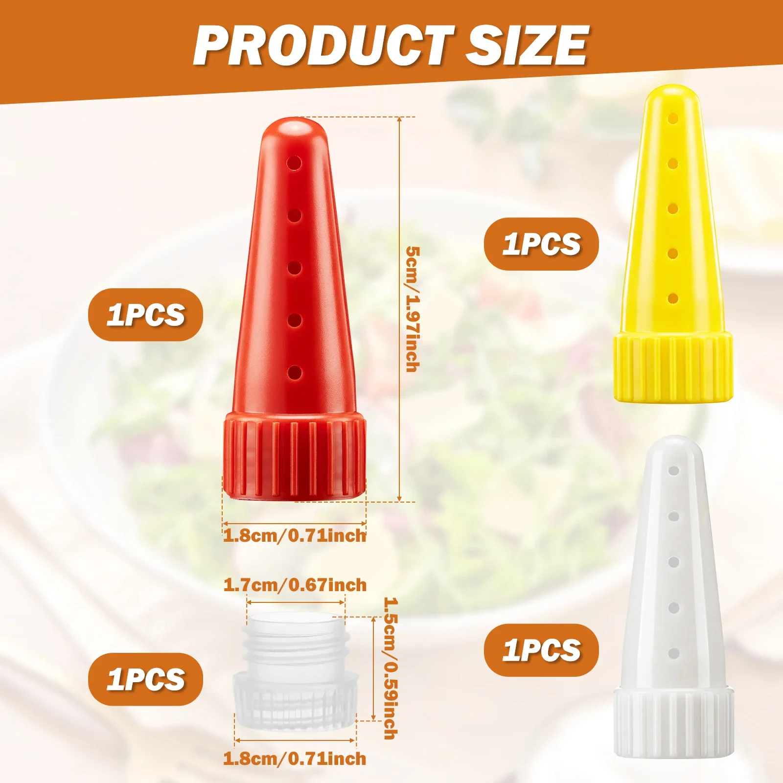 3 Pcs Salad Dressing Dispenser Nozzles Kit Portable Mini Sauce Squeeze Replacement Tips for Condiment Bottle Kitchen BBQ Gadgets
