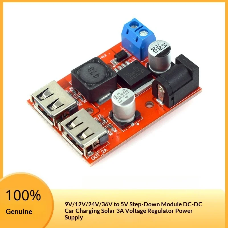 9V/12V/24V/36V to 5V 3A DC-DC Step-down Module, Car & Solar Voltage Regulator