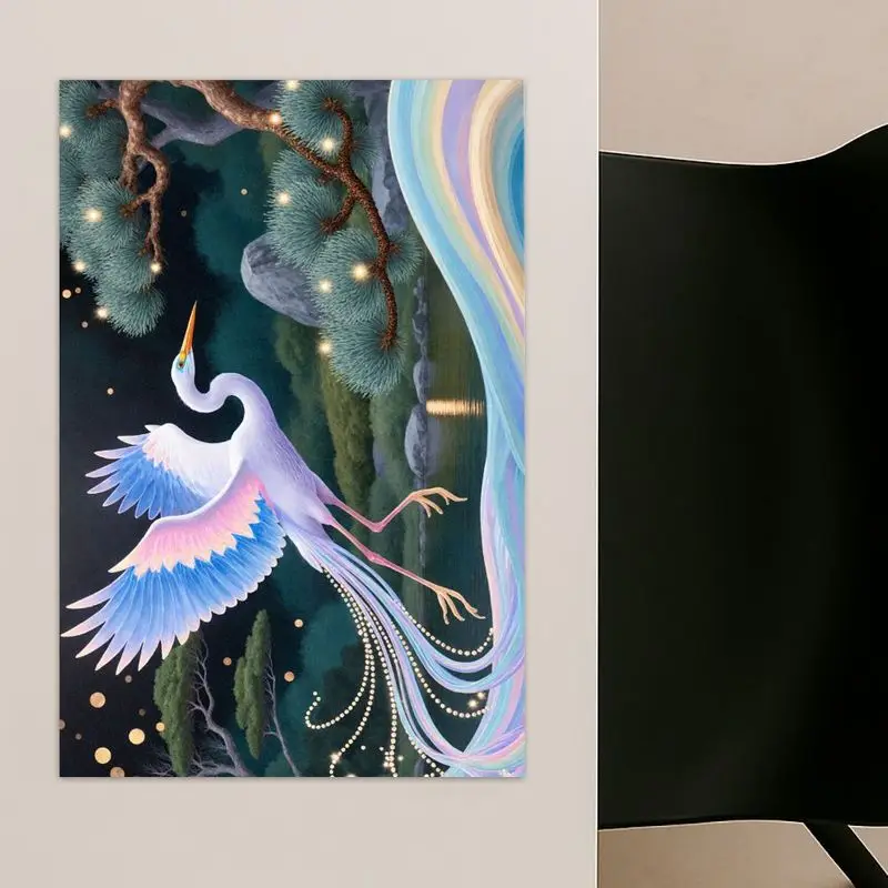 طقم مفرش طاولة مكون من 4 قطع، تصميم طيور ملونة، سهل التنظيف، ديكور حديث، 12 × 18 بوصة، مثالي لتناول الطعام في المنزل والعطلات.