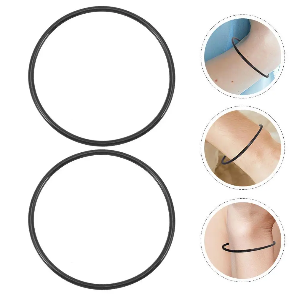 50pcs สร้อยข้อมือซิลิโคนสีดํา Elastic Jelly สายรัดข้อมือน้ําหนักเบาสบายกลางแจ้งสายรัดมือ DIY Bands