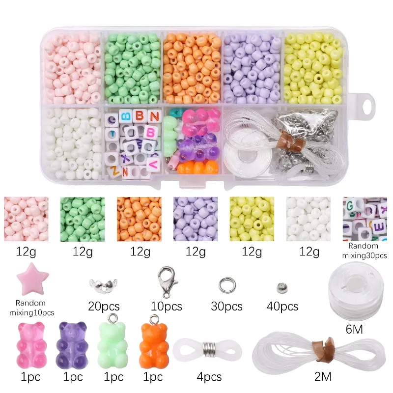 1Pcs   DIY Glass Bead Bracelet Making Set Hand Bead Loose Bead Set Box Phone Chain Necklace Material Pack