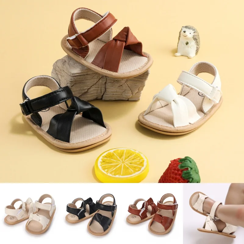 

Summer 0-18M Baby Shoes Cute Open Toed Baby Sandals Leather Rubber Flat Shoes Anti Slip Soft Soled Children's Shoes