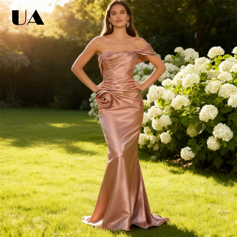 ULBYANRY One Shoudler Satin Evening Dress for Women 2026 Newest Mermaid Formal Maxi Dress Customized Size Women's Cocktail Gowns