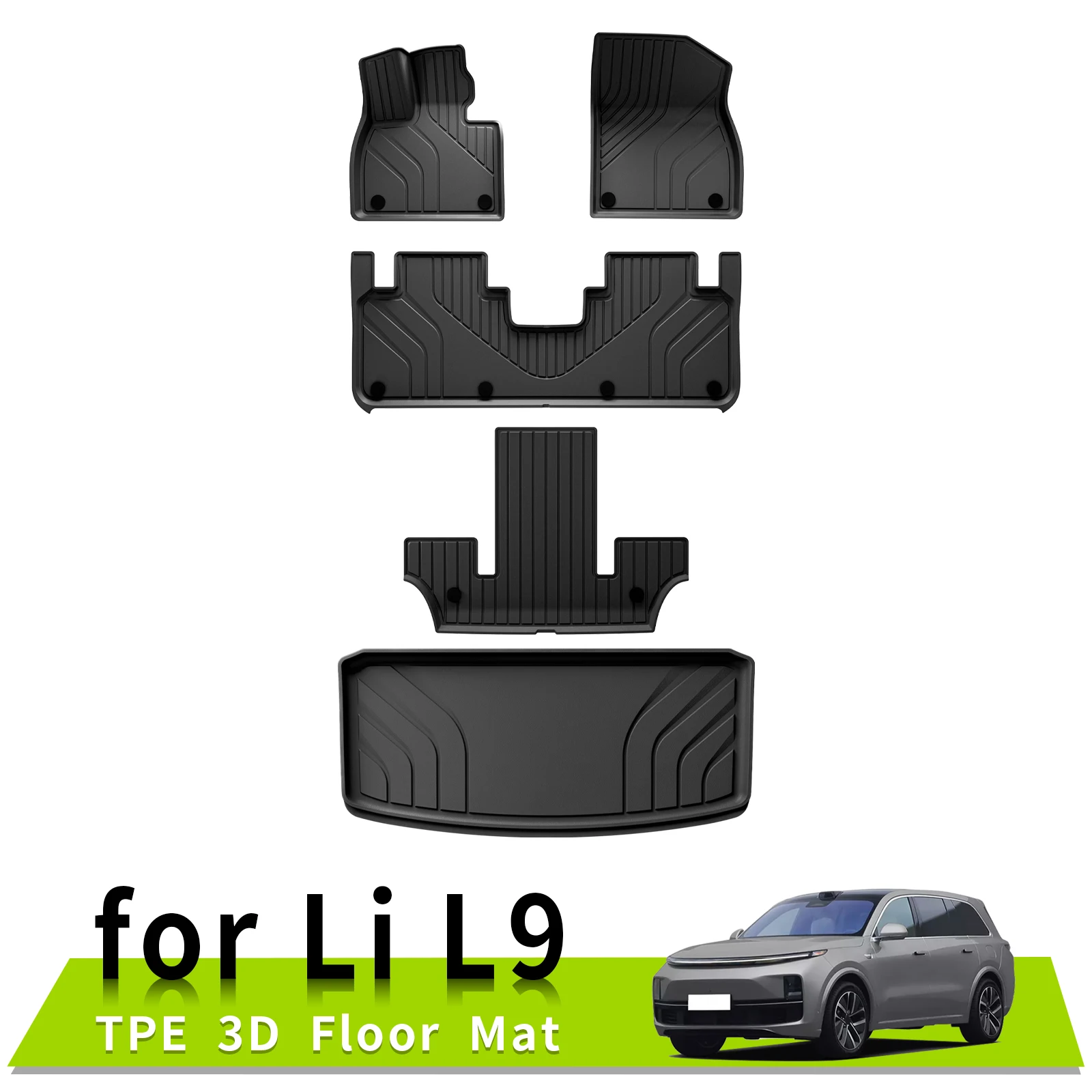 

for Lixiang Li L9 Car Floor Mats Trunk Pad All-Weather Waterproof Anti-Slip Accessories 3D TPE Left Hand Driving