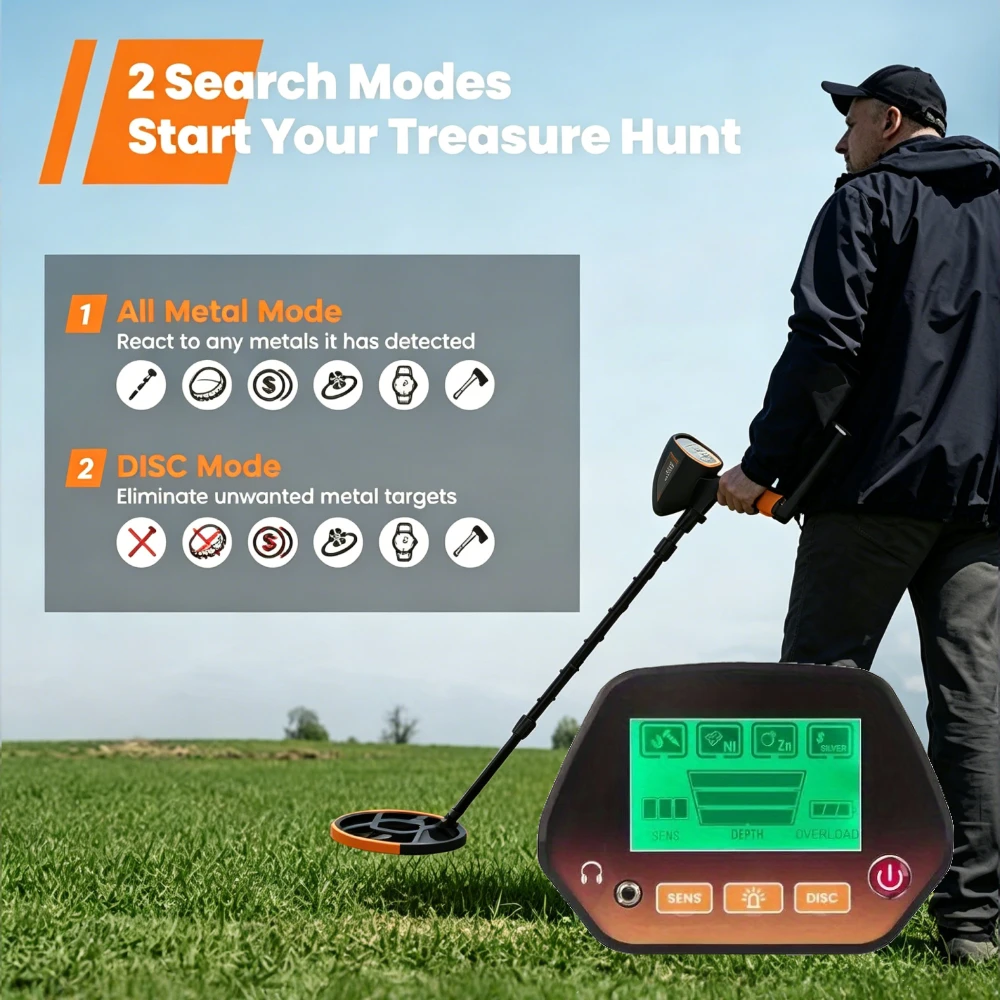 Metal Detector Handheld MD4072B Gold Silver Jewelry Treasure LCD Display Treasure Finder Pro Waterproof Coil for Treasure Search