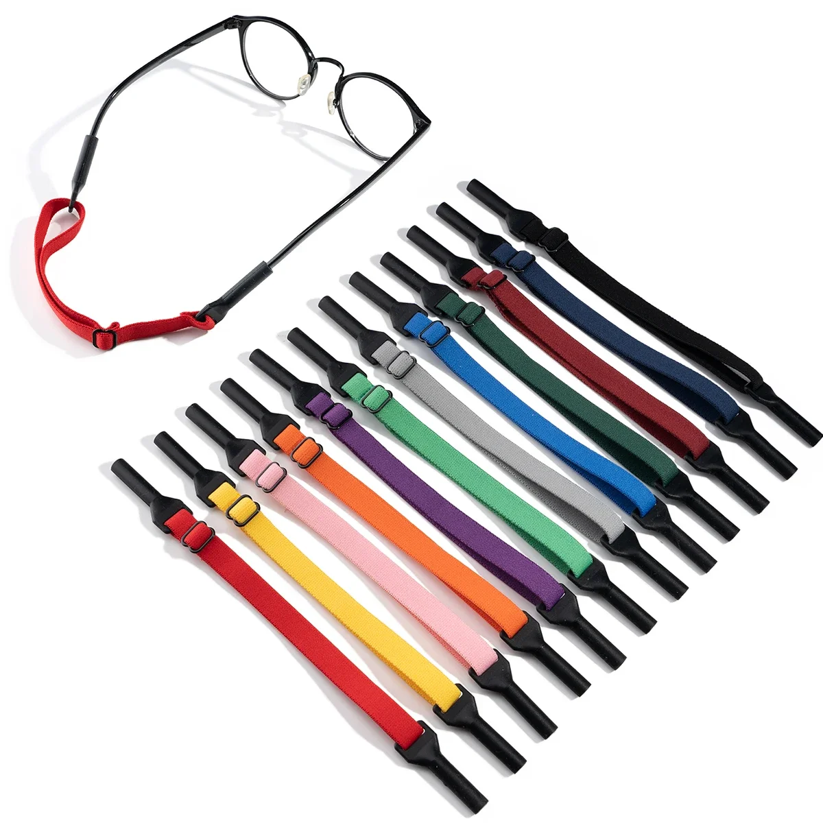 Buntes elastisches Seil, Polyester, Silikon, Metall, Brillenband, rutschfest, für Erwachsene, Rahmenbefestigungszubehör