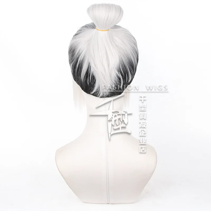 Anime Gagamaru Gin Cosplay Wig 30cm Short Synthetic Hair Blue Lock Wigs Dyeing Style Halloween Party + Wig Cap