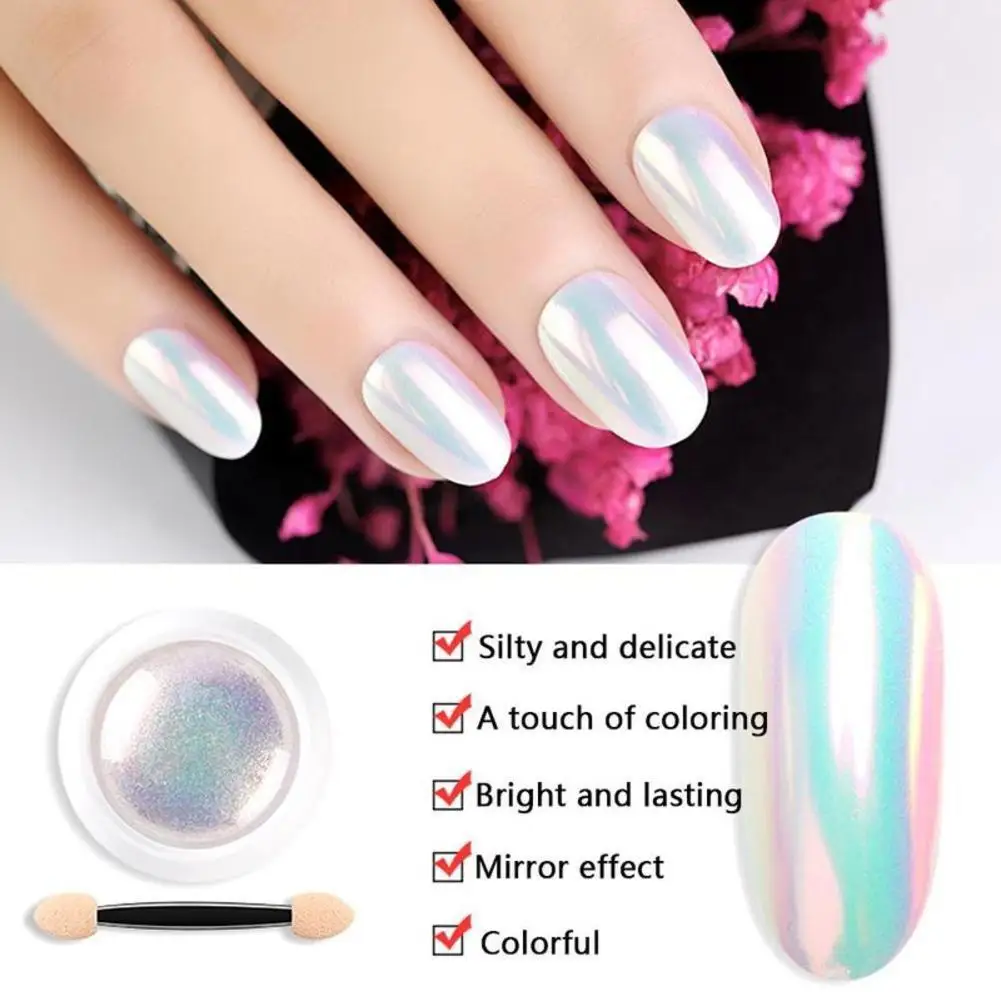 

Holographic Nail Glitter Powder Aurora Pigment Nail Effect Color Nail DIY Mirror Rainbow Effect Tool Decorations Neon Art A6C6