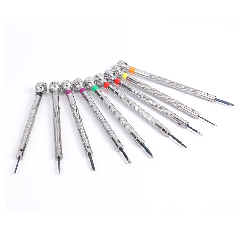 

9pcs/Set Steel Screwdriver Watch Repairing Opener Spring Bar Watchmaker Tools Rotary Base with Transparent Dust Cover