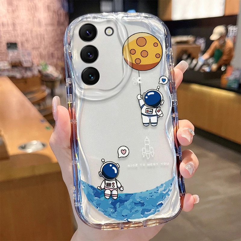 Funda ondulada de astronauta para Samsung Galaxy A33 A32 A31 A30 A20 A24 A23 A22 A21S A20S A14 A13 A12 5G A10S A04E A04 4G A03 Core Cover