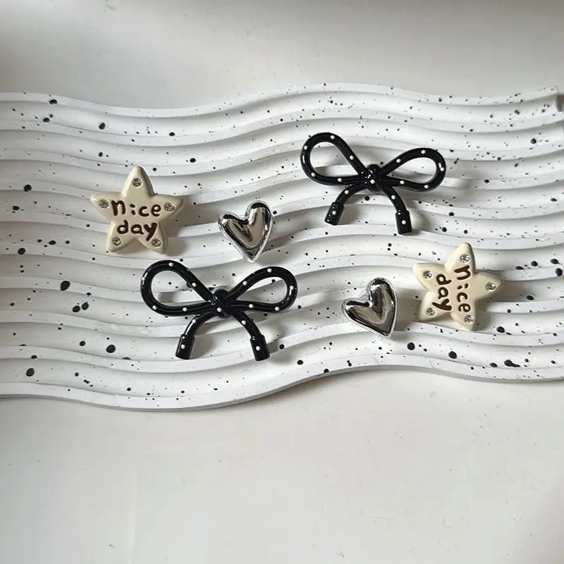 Versatile Bow Resin Shoe Buckles Polka Dot Design DIY Clog Shoe Charms & Decorative Ornament Clips