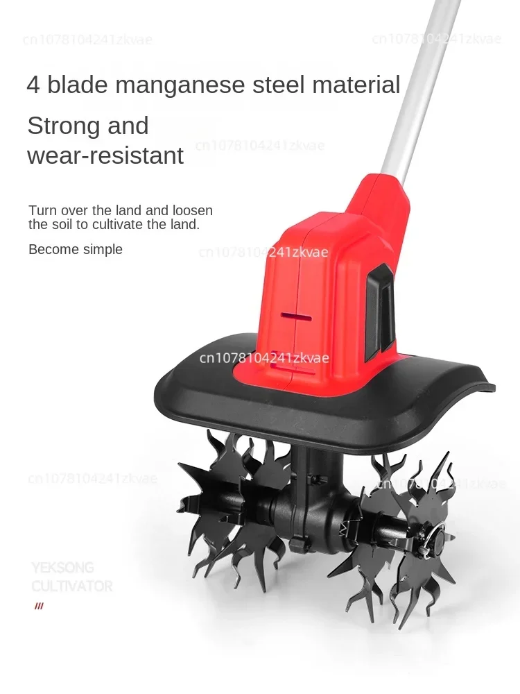 Handheld Lithium Battery Micro Tiller, Weeding and Loosening Artifact, Small Tiller Plower Electric Hoe Rotary Tiller