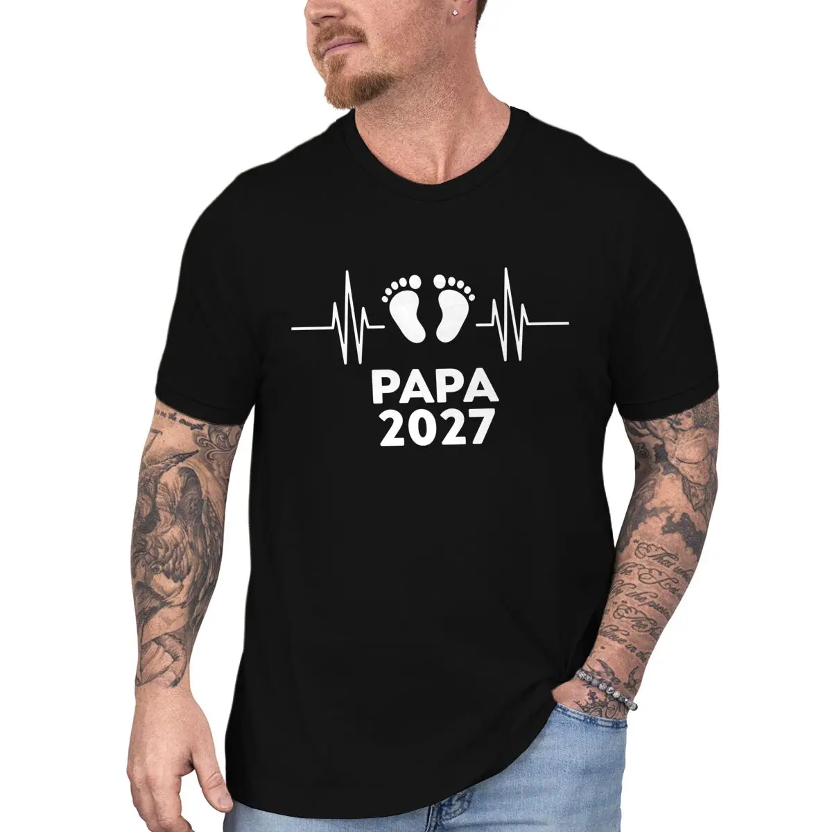 Papa Mama 2027 Cute Baby Footprints T Shirt Couples Matching T-shirt Women Men Fashion Pregnancy Announcement Lover Tshirts