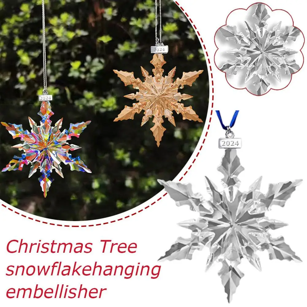 

Christmas Pendant Decoration Colorful Transparent Crystal Accessories Snowflakes Ornaments Gift Interior Hanging Christmas T7M2