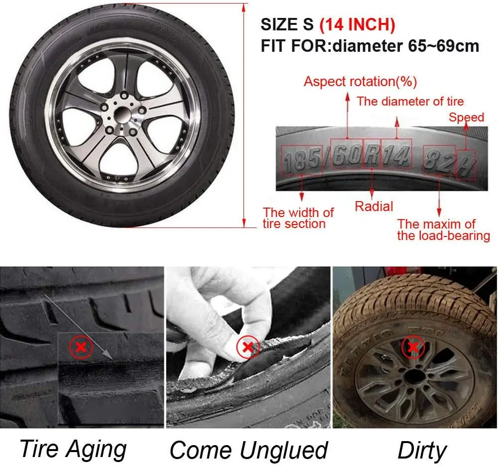 PU Spare Tire Cover Wheel Protectors Weatherproof Leather 14\