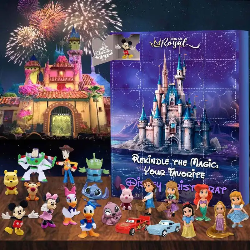 Nuevo calendario de Adviento de Navidad de Mickey Minnie de Disney, 24 Uds., caja ciega, adornos de colección de muñecos, bonita caja misteriosa, regalo de cumpleaños