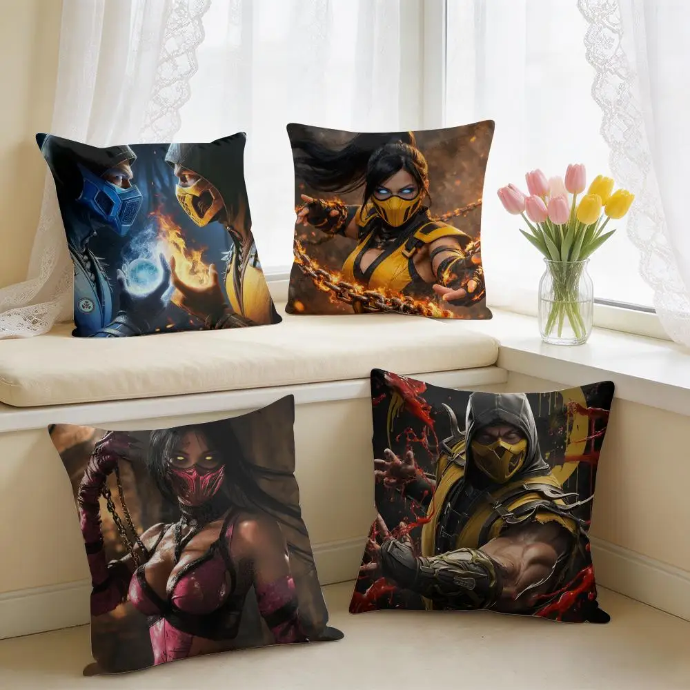 M-Mortal K-Kombat Game Cushion Cover Square Short Plush Pillow Case Living Room Sofa Home Decor Funda 40X40