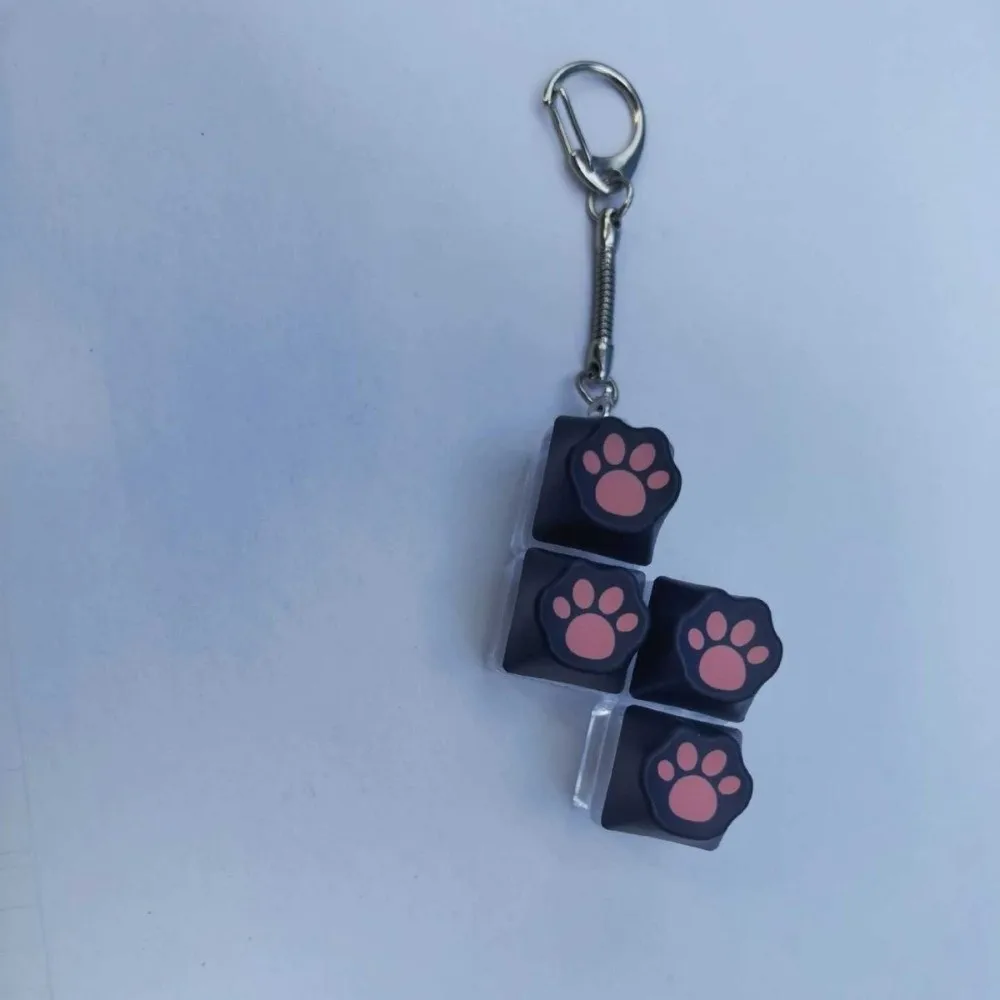 Relaxing 4/9 Keys Anti-stress Pendant Mechanical Keyboard Stress Relief Clicker Keycap Cat Paw Decompression Keyring Bag Charms