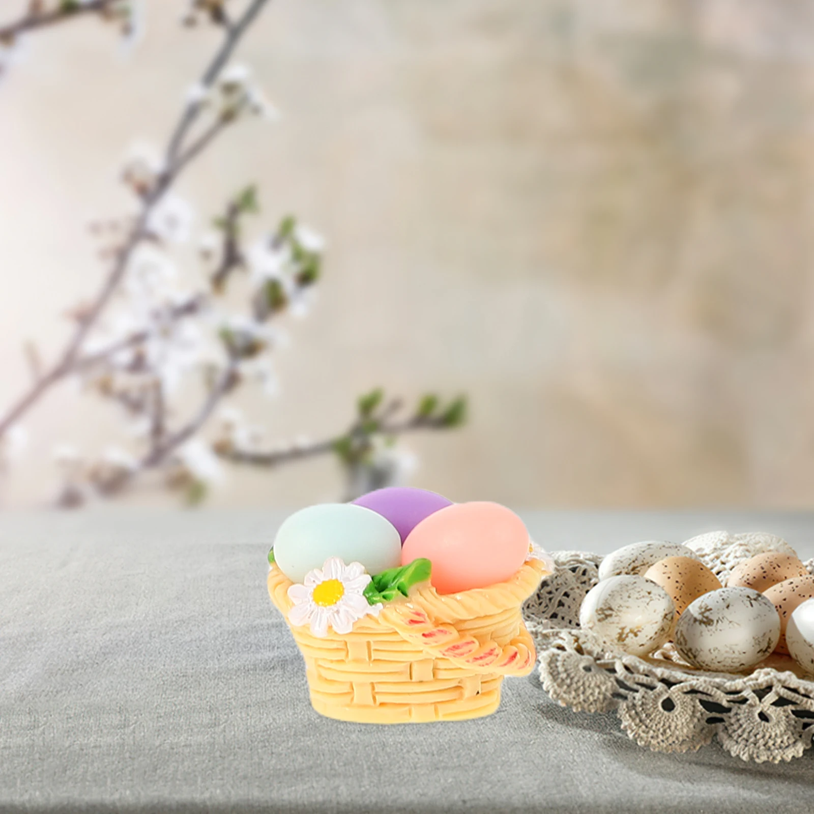 

10 Pcs Easter Decorations Adorable Bunny Egg Resin Ornaments Craft Supplies Fake Eggs Desktop Model Mini Figurines Home Decor