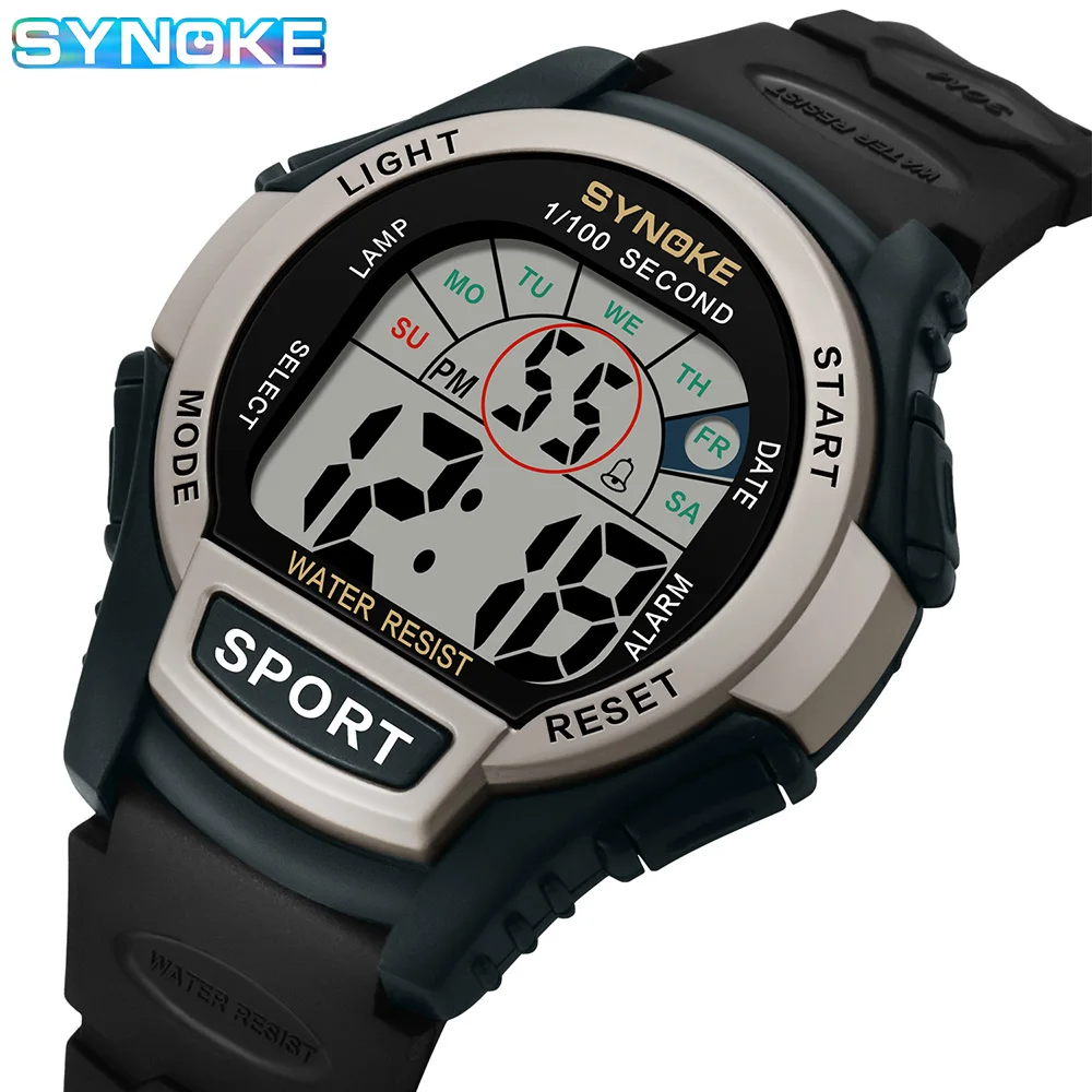 SYNOKE Men Watch Digital 50M Waterproof Sports Watches Original Boy Wristwatches Military Electronic Wrist Big Screen Clock