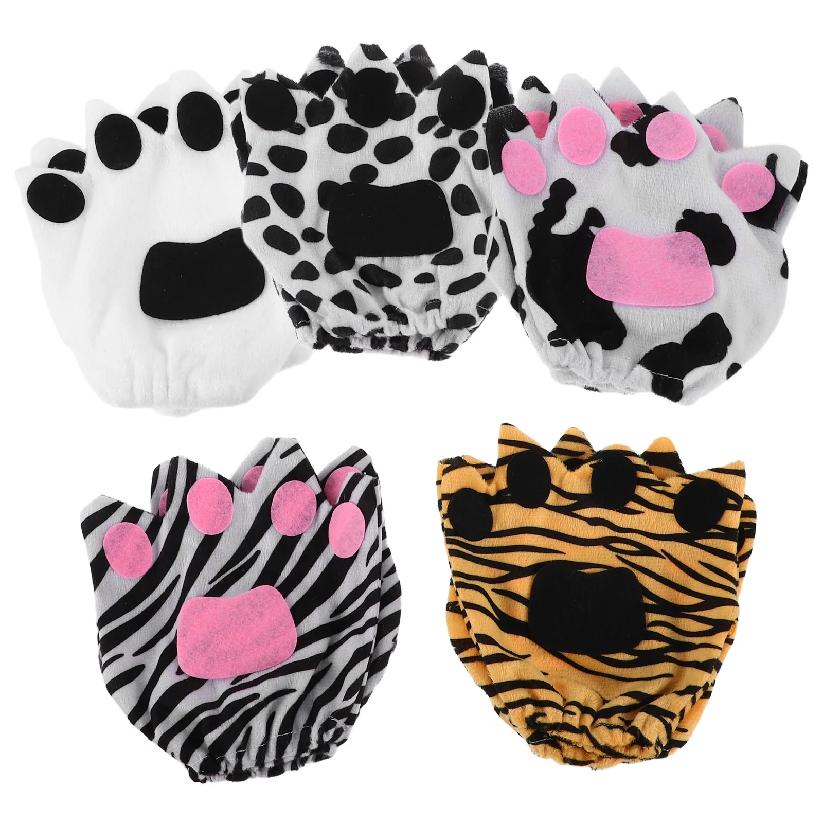 

5Pairs Animal Performance Paw Gloves Cute Fingerless Gloves for 's Day School Events Theme Parties Cosplay