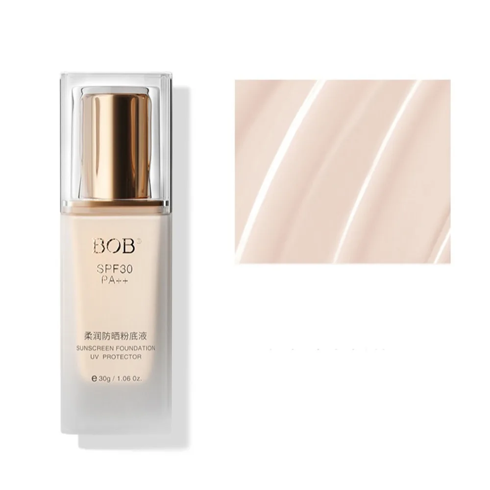 Non-Fluffing Lightweight Liquid Foundation 30ml Volume Sweatproof Waterproof Foundation Sunscreen Naturally Face Base Cream