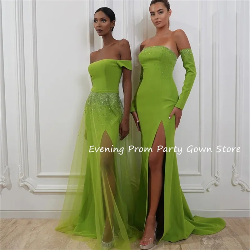 

Fashion Mermaid Evening Dresses Off Shoulder Green Prom Dress vestidos de fiestas elegantes mujer فساتين للمناسبات الرسمية