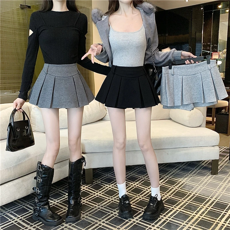 2026 High Waist Woolen Mini Skirt Women's Autumn Winter Plaid Skirt Jjk Skirt Short Skirt Pants for Ladies Has Inner Shorts