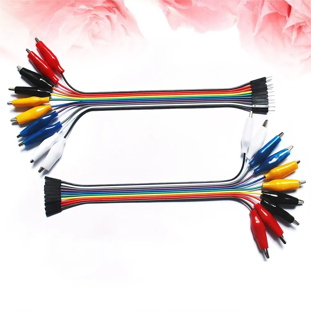 10Pin Alligator Clip to Wire Jumper Wires 24Mm Clip 20Cm Cable Pure Copper Test Lead Breadboard Wire Compatible