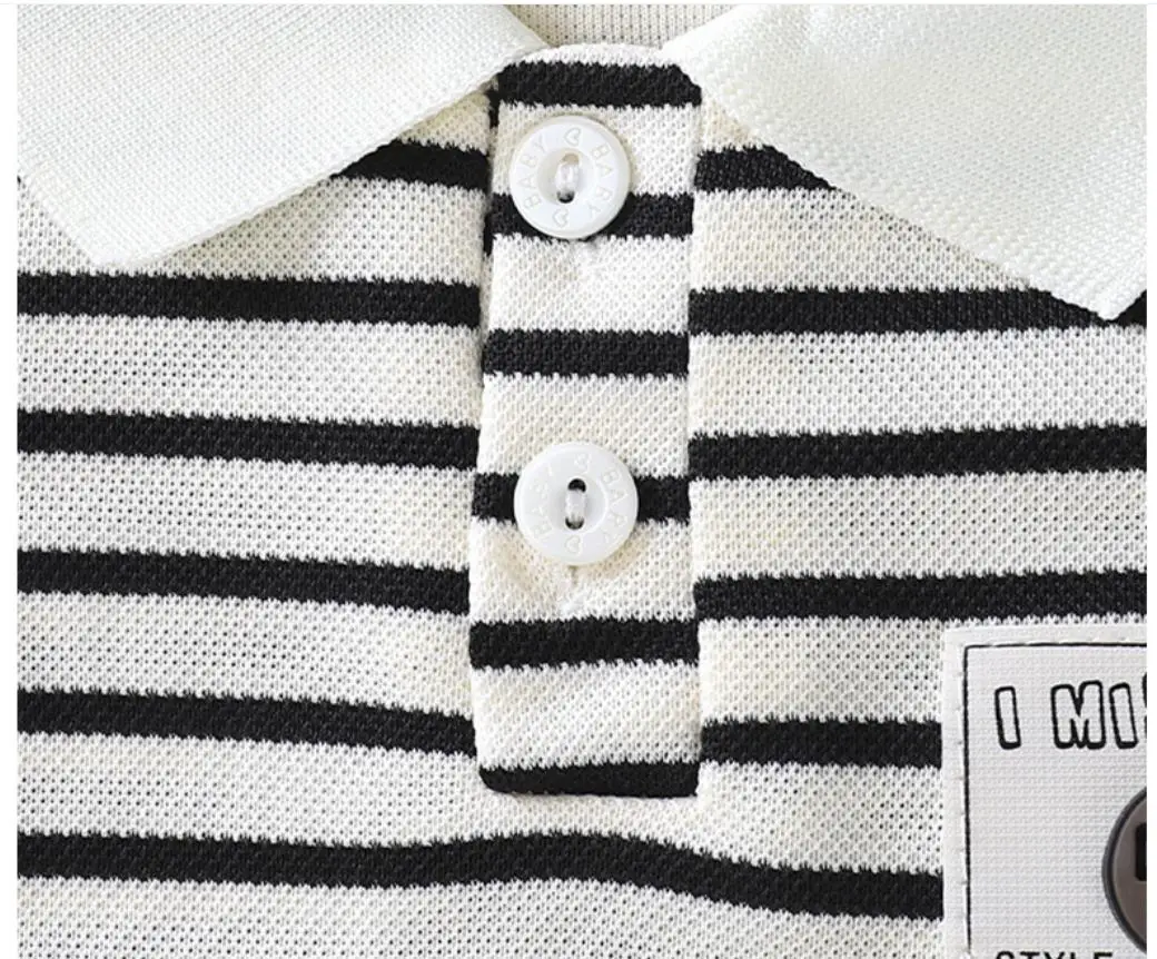 2026 Neues koreanisches Kinderkleid, Mädchen Sommer Casual Cartoon Gestreiftes Kurzarm-Prinzessinnenkleid mit Revers – Detail 11