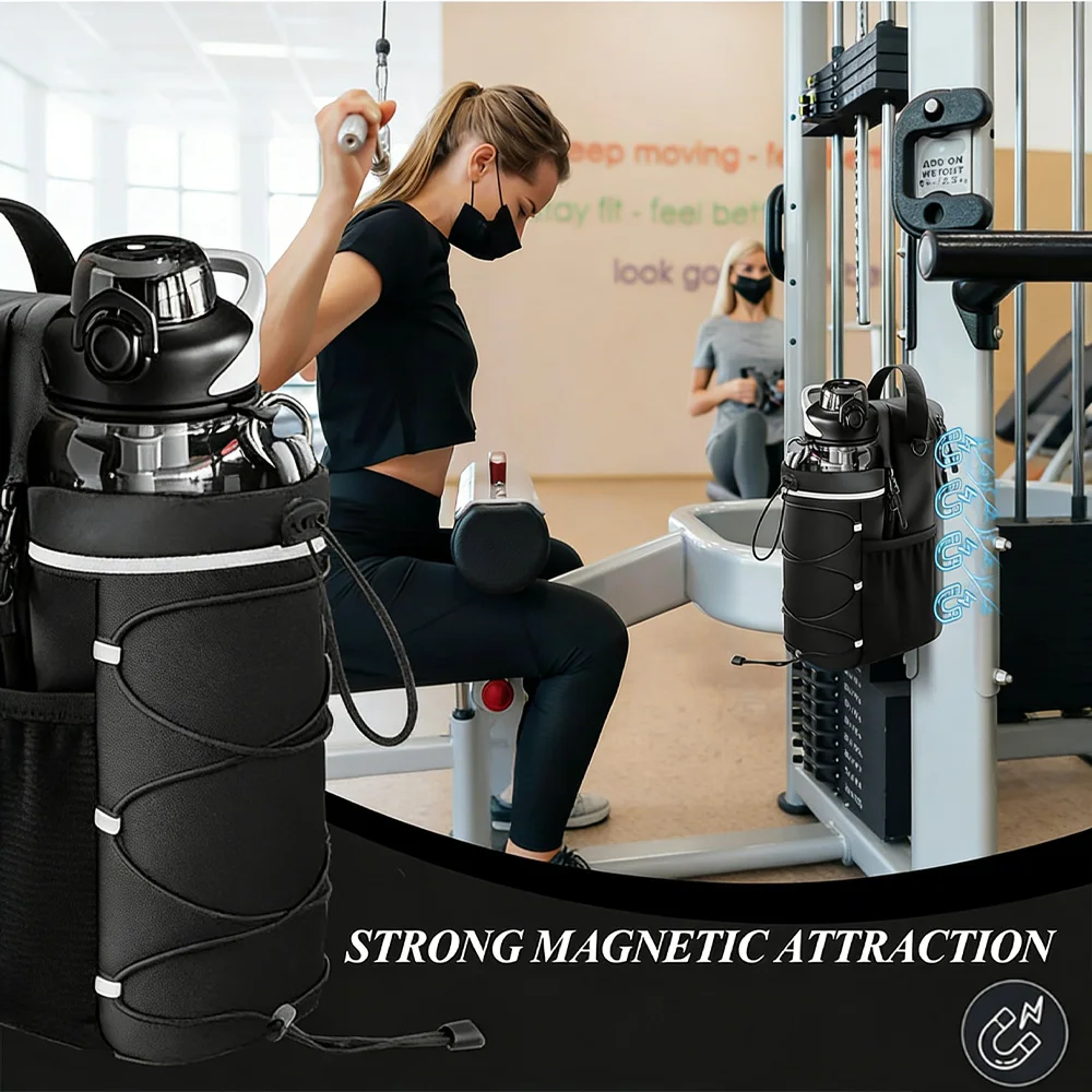 

Magnetic Gym Bag Large Capacity Magnetic Carrier Bag With Phone Pocket Portable Fitness Water Bottle Pouch Accessories Organizer