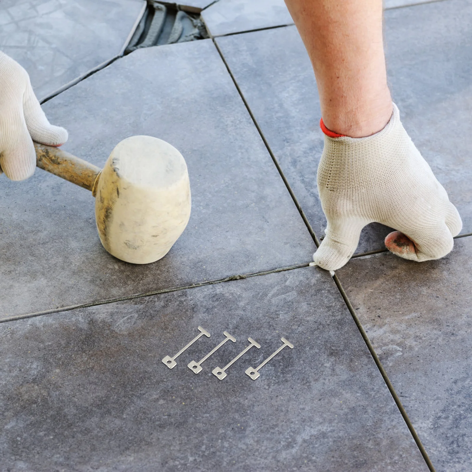 

100Pcs Tile Leveler Steel Pin Reusable Heavy Duty for Floor Wall Installation Wear Resistant Leveling System