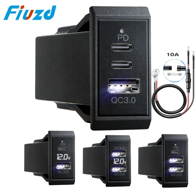 12V 24V USB Outlet 54W Dual PD USB-C Port Quick Charge 3.0 USB Charger Socket dla passat b8 b7 b6 b5 akcesoria Power Socket a