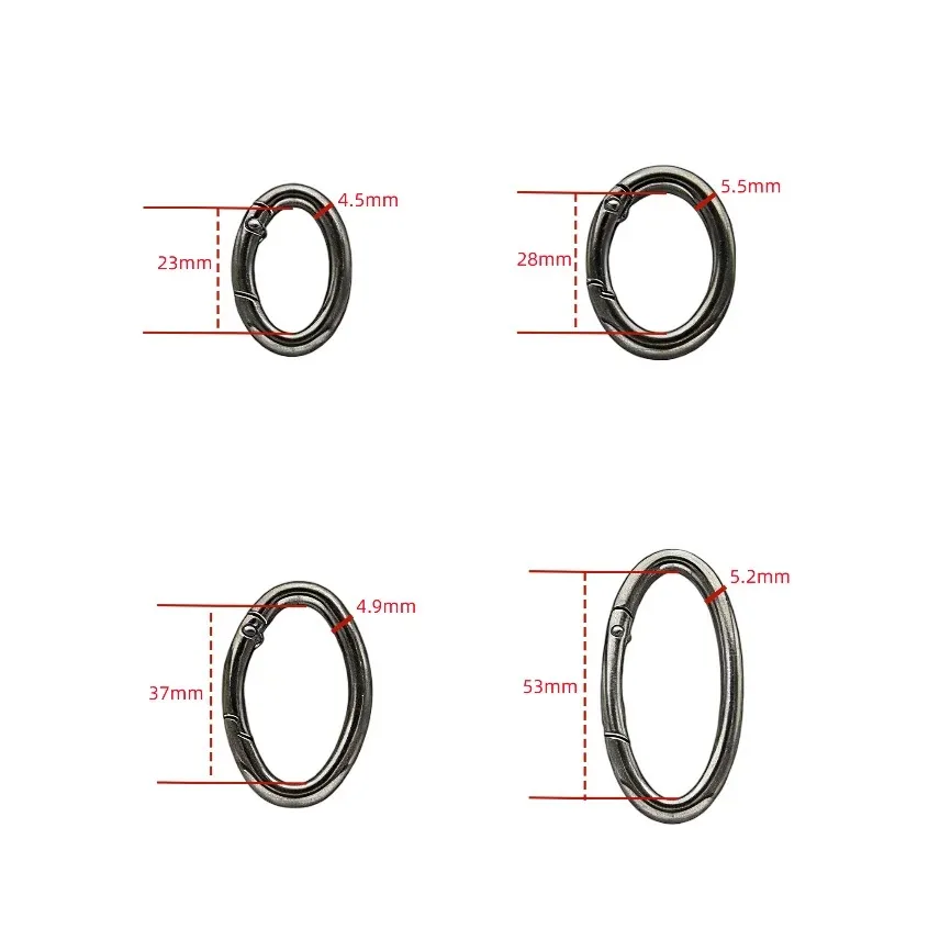 5/50Pcs Alloy Spring Clasp O-ring Openable Round Carabiner Keychain Clasp Bag Clip Snap Hook Chain For DIY Craft Ornament Making