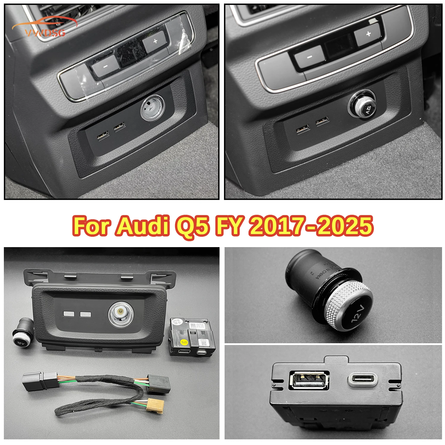 Automotive Parts And Interior Components USB Typec Charging Port FOR AUDI Q5 FY Rear Cigarette lighter