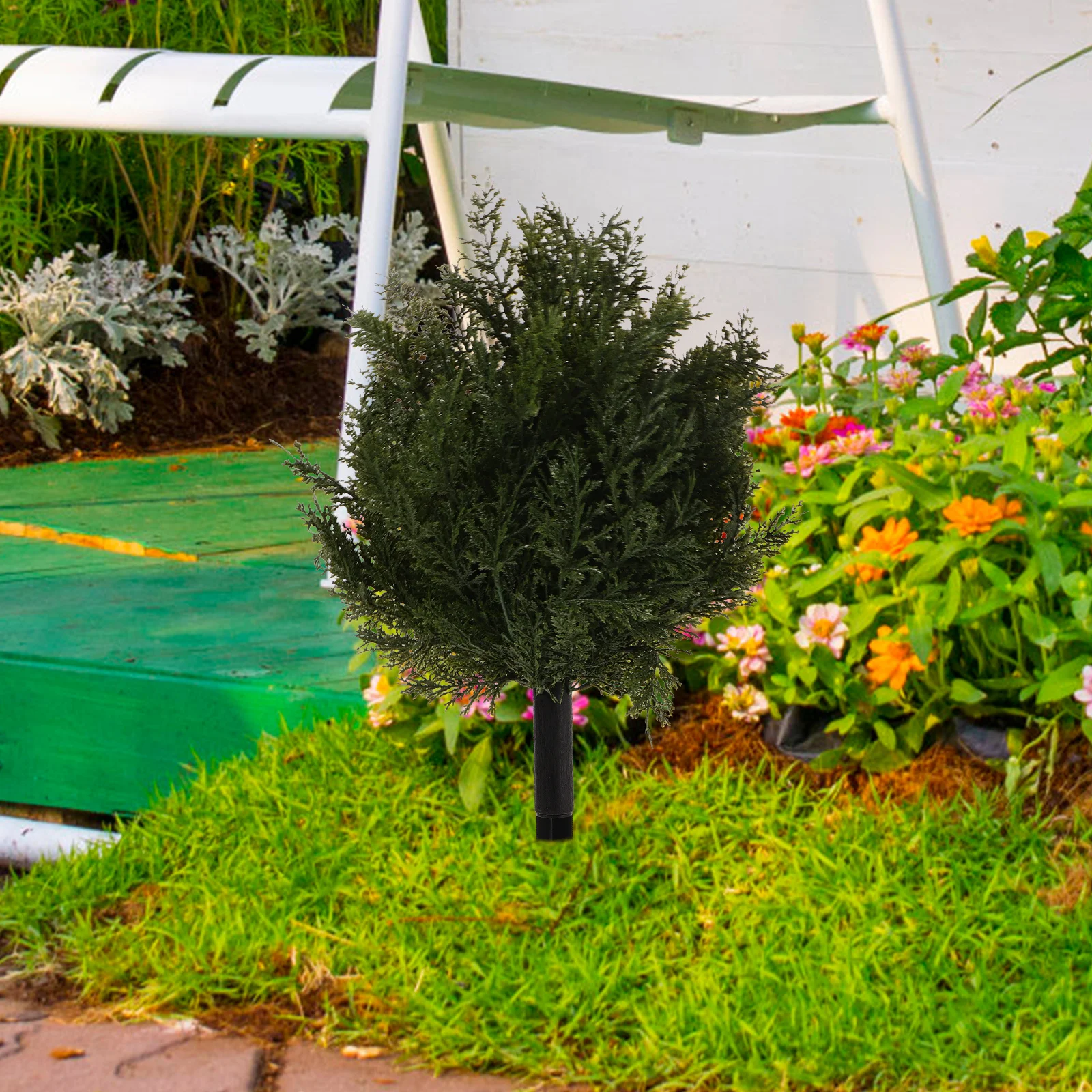 

Artificial Cedar Topiary Ball Christmas Tree Fake Cypress Faux Evergreen Spike for Porch Indoor Outdoor Garden Decor