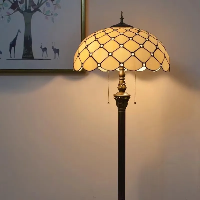 

Italy European retro floor lamp glass pastoral baroque dining bedroom office living room sofa vertical sofa side stand lamp