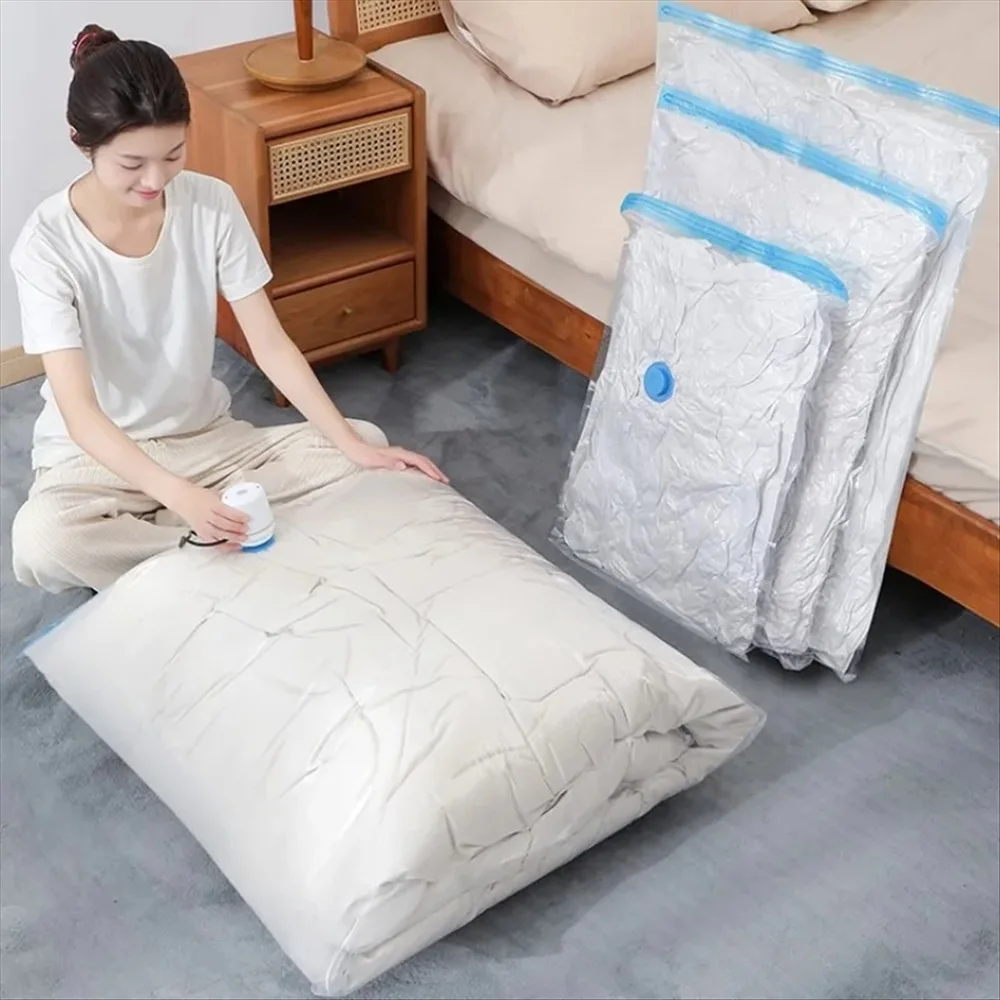 Vacuum Bags for Storing Clothes Organizer Compression Packing Cubes Travel Vacuum Sealer Bags With Hand Pump for Blanket Clothes